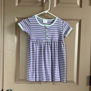 Hanna Andersson 100% Cotton Purple and Mint Striped Dress Size 110